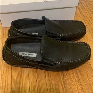 Leather black causal shoes